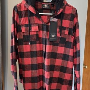 Harley-Davidson Red and Black Plaid Button Down Shirt